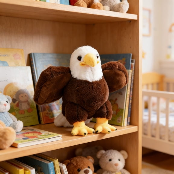 Realistic Eagle Plush Decor, Poseable Stuffed Bird Home Office Desk Accent, Wildlife Themed Gift for Nature Lovers, Soft Plush Animal Car Dashboard Ornament