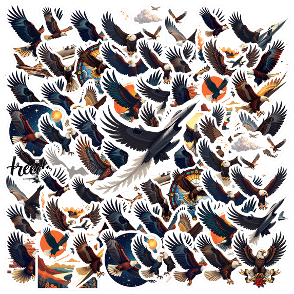 Realistic Eagle Theme Stickers, Waterproof Eagle Theme Sticker for Water Bottle Laptop Phone Cases Planner Skateboard Luggage Helmet Party Favor Decor, Ideal for Adults Teens Teacher Rewards