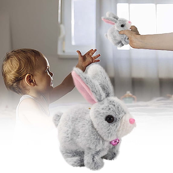 Realistic Easter Bunny Plush Toy, Moving Jumping Ears Stuffed Animal Robot Rabbit, Interactive Electric Pet for Kids, Lifelike Plushie, Easter Basket Stuffer, Birthday Gift, Graduation Presents