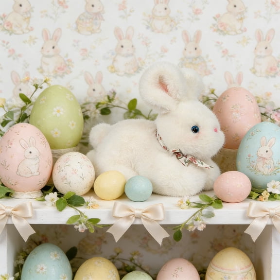 Realistic Easter Bunny Plush Toys,Soft Short Lint Stuffed Toys,Cute White Rabbit Toys,Durable Safe Play Toys,Festive Home Decor Toys,Kids Companion Gift Toys,Gentle Cuddle Plush Toys