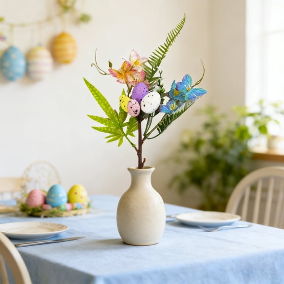 Realistic Easter Egg Berry Spray, Floral Arrangement for Home, Spring Decor for Table and Mantel
