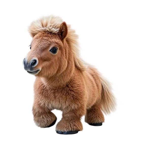 Realistic Electric Ponys, Interactive Simulation Horse Robot Toy, Walking Toy Electric Interactive Smart Simulation Horse, Cuddly Kids Robots Pet, Soft Robotic Pet for Boys Girls, Birthday Brown
