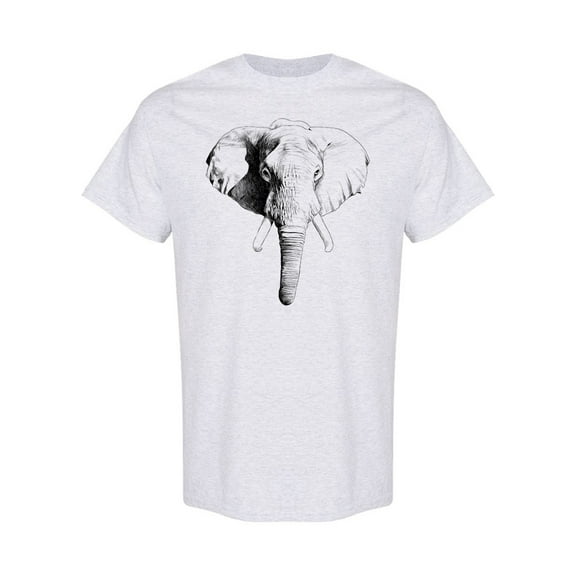 Realistic Elephant Head Sketch T-Shirt Men -Image by Shutterstock, Male Large