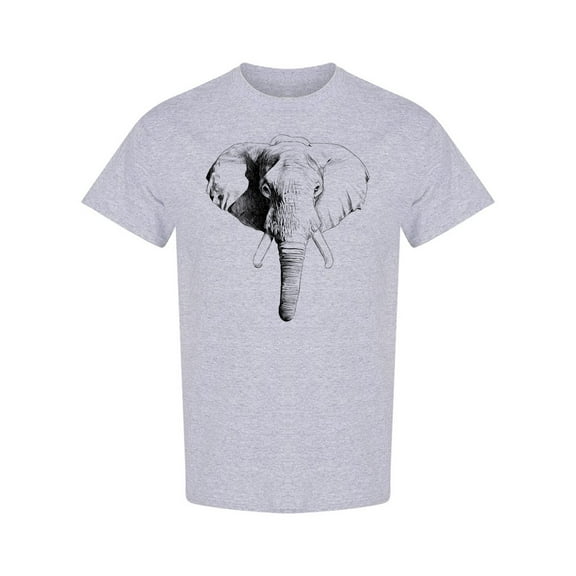 Realistic Elephant Head Sketch T-Shirt Men -Image by Shutterstock, Male Small
