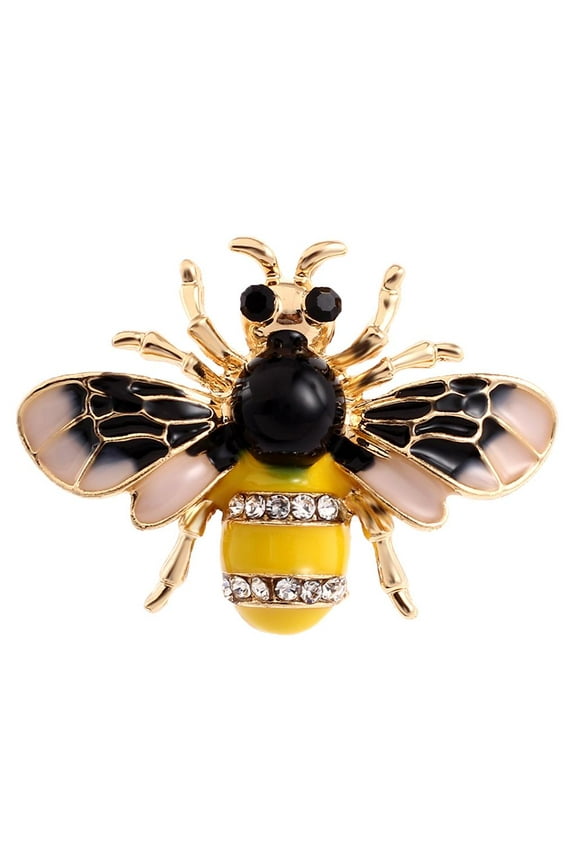 Realistic Enamel Bumble Animal Brooch Black Gold Lapel Pin Broach