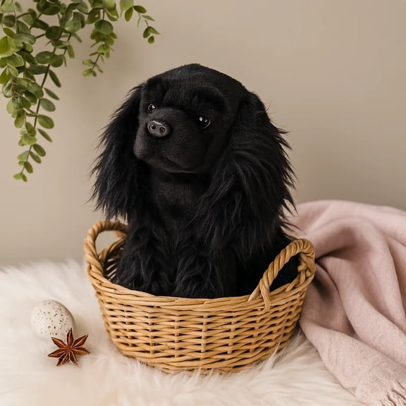 Realistic English Cocker Spaniel Plush Toy Dog 9.8 Inch Lifelike Hunting Hound Stuffed Animal Soft Puppy Gift for Kids Home Deco