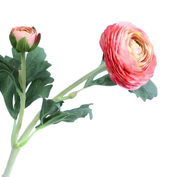 Realistic Fake Flower Artificial Ranunculus Asiaticus 2 Head Realistic Fake Silk Flower with Stem for Home Office Wedding Party Table Centerpiece Vase