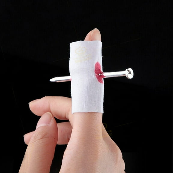 Realistic Fake Nail Through Finger Magic Trick Illusion Kit Halloween Prank Gadget For Fool'S Day Jokes Street Performance Gag Gift