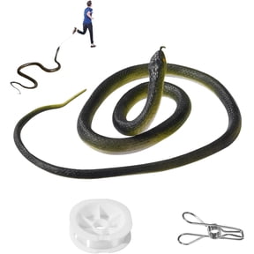 Realistic Fake Snake Prank with String and Clip, 1.2m Soft Rubber Snake Toy, Interactive Jump Scare Prank Stuff for Golf Courses, Hilarious Prank Toys & Gag Gift for April Fool's Day & Halloween