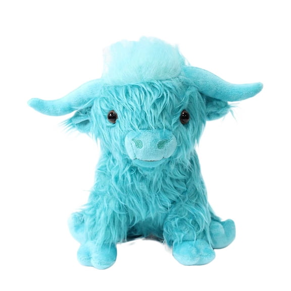 Realistic Farm Animal Plush: Purple Highland Cow Stuffed Toy with Detailed Features, Soft and Cuddly Doll for Kids, Educational Gift and Decor
