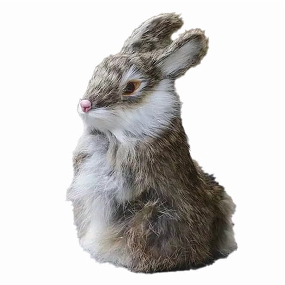 Realistic Faux Bunny Fur Model,Lifelike Animal Figurine for Home Decor, Gifts, and Crafts, Bunny Fur Brown