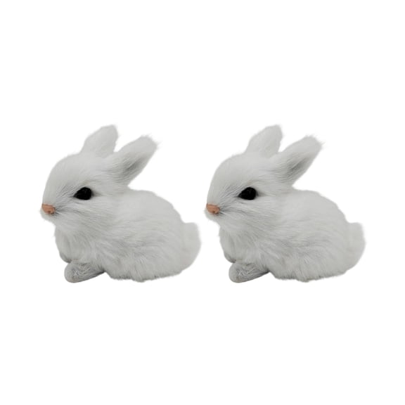 Realistic Faux Furs Rabbits Figurine Plush Rabbits Stuffe Toy,Home Car Decors Collectible Gift Bunnies Statue