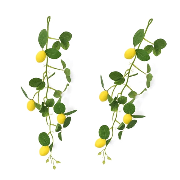 Realistic Faux Lemon Tree Branches Yellow Artificial Lemon Stem with Green Leaves for Craft Projects and Vase Decors