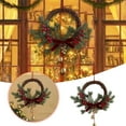 thumbnail image 1 of Realistic Pine Christmas Wreath with Red Bow and Bells for Front Door - Holiday Wreath with Pine Cones, Berries, Acorns for Indoor Outdoor New Year Home and Wall Decor, 1 of 7