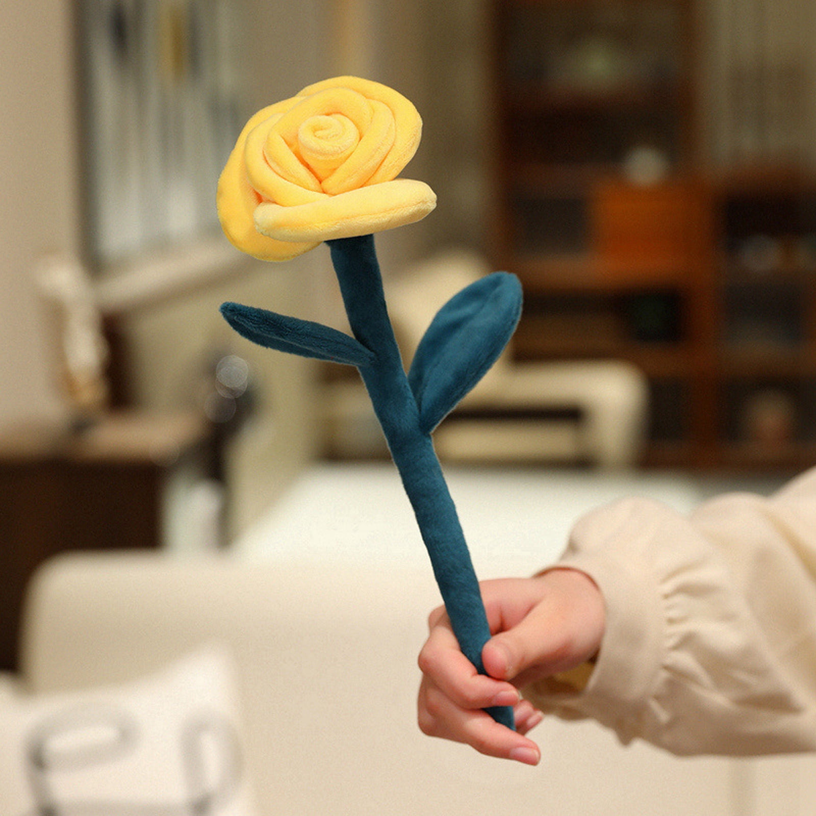 Realistic Faux Rose Flower Plush Toy, Label-Free Yellow Stuffed Dolls ...
