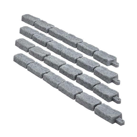 Realistic Faux Stone Landscape Edging 46.4 x 2.2 Inch Flexible Lawn Garden Border with Anchoring Spikes Fade Resistant for Driveways Walkways Grey