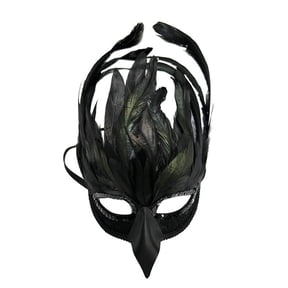 Realistic Feather Bird's Beak Mask,Half Face Crow Mask,Funny Sequins Owl Raven Masks Costume for Halloween Animal Cosplay Party,Gothic Masquerad Raven Outfit