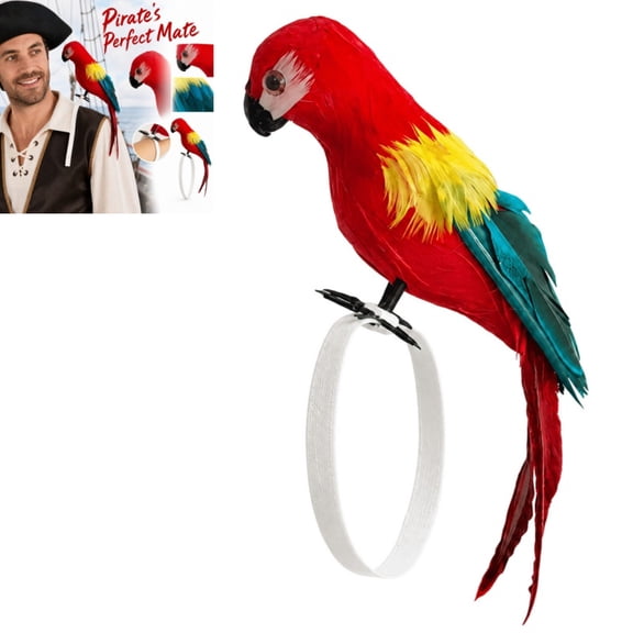 Realistic Feathered Macaw Parrot Shoulder Prop, Pirate Costume Accessory, Decorative Ornament for Party, Wedding, Garden and Home Decoration