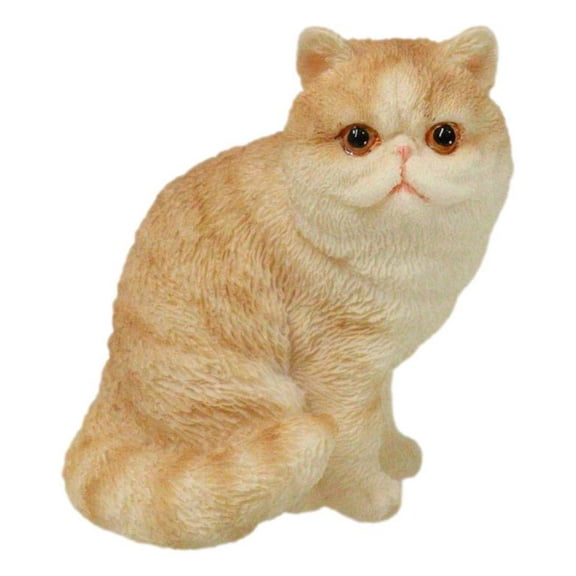 Realistic Feline Orange Tabby Kitty Cat Kitten Sitting Mini Figurine Glass Eyes