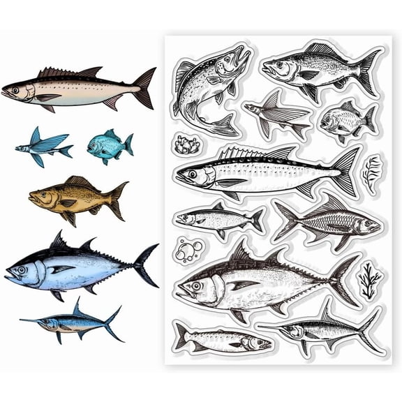 Realistic Fish Silicone Clear Stamps Fish Stamp for DIY Scrapbooking Photo Album Decorative Cards Making Stamps for Holiday Card Making Album Crafts for DIY