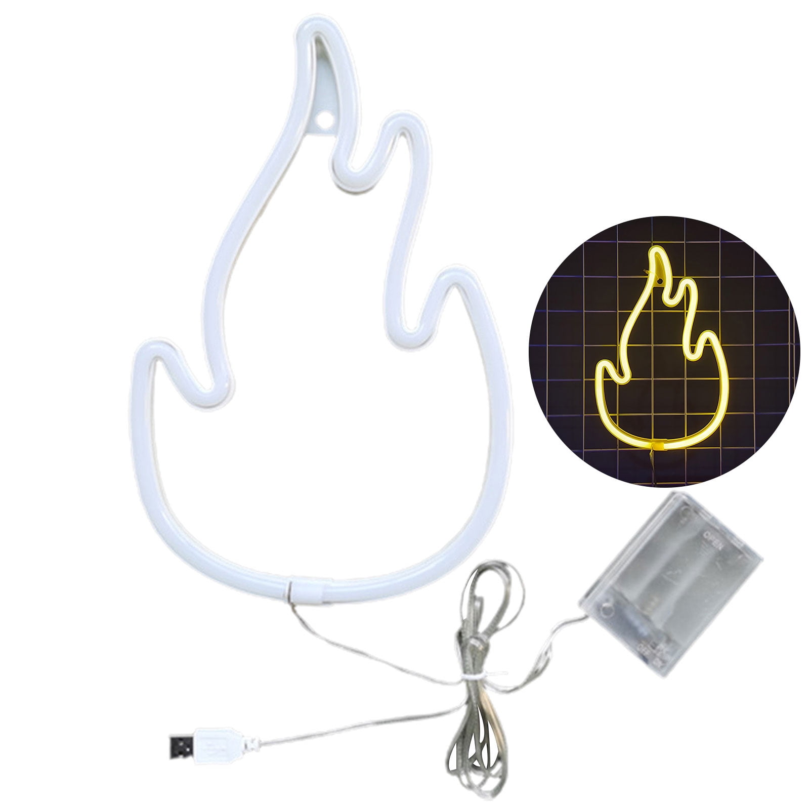 Realistic Flame Neon Sign Lamp Creative Shape, USB/Battery Operated