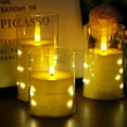 thumbnail image 1 of Realistic Flameless Candles with Remote Timer-3D Flickering LED Candles Set of 3(4”/5”/6”, Battery Candle in Glass Powered Safe for Home/Wedding/Party/Table, 1 of 14