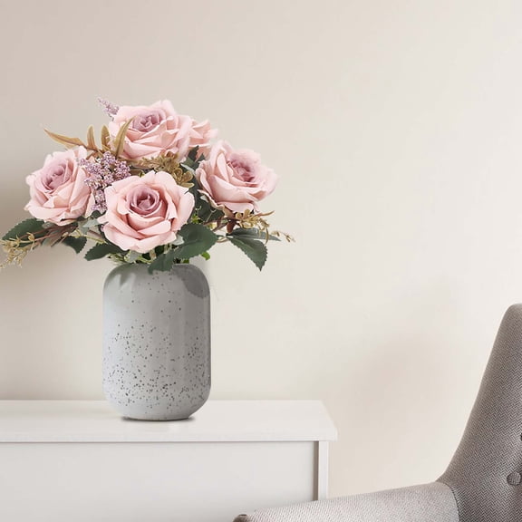 Realistic Flannel Rose Bouquet for Wedding Party Centerpiece and Home Decor, Lifelike Texture with Flexible Stems for Floral Arrangements in Vases Displays and Tablescapes