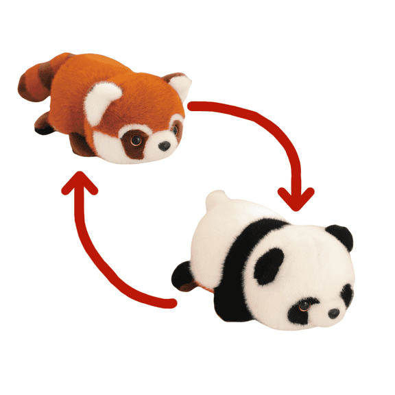 Realistic Flip Panda to Raccoon Plush Toy, Fun Soft Fill Animal Flip Plush Toy Children's Gift