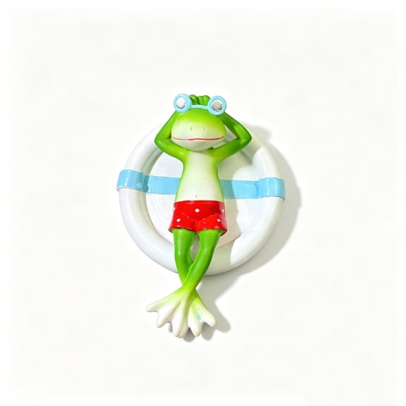 Realistic Floating Frog Swim Ring Aquarium Decor, Eco-Friendly Resin Fish Tank Water Surface Ornament, Durable Safe Aquatic Landscape Decoration Accessory for Betta Goldfish Freshwater Saltwater Tank