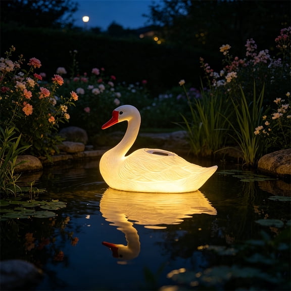 Realistic Floating Goose Garden Statue,Pool Fountain Pond Solar Duck Goose Figurines Statue,Light Up Water Floating Duck Sculptures for Swimming Pool, Koi Pools,Floating LED Solar Pool Lights
