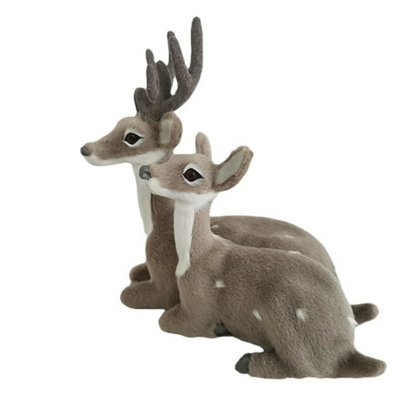 Realistic Flocking Deer Statue Compact PE Deer Figurine for Office Decor