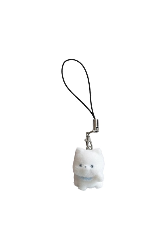 Realistic Flocking Resin Dog Keychain Charm Strap Easy Attach To Phone Keys Bag For Pet Lovers