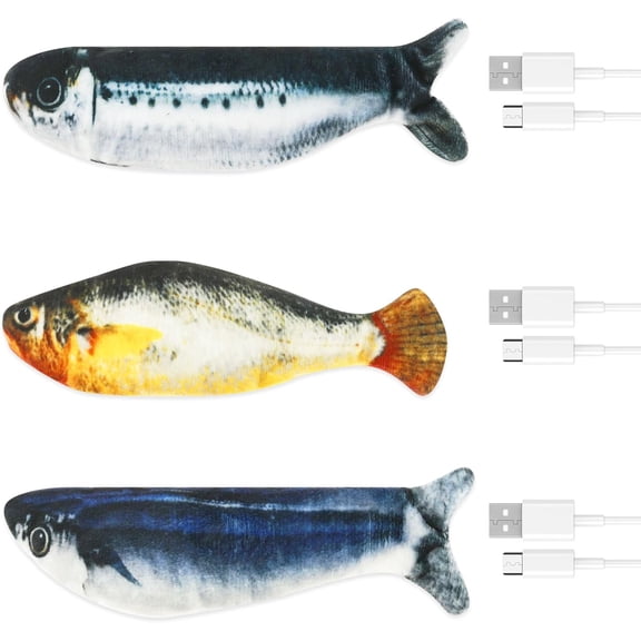 Realistic Flopping Fish Cat Toys, Soft Chew Kicker Cat Toys for Indoor Cats & Kittens, Interactive Chew & Kicker Toys, Sardine/Saury/Yellow Croaker, Pet Chew Toy for All Breeds