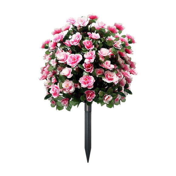 Realistic Floral Arrangement, Pink, Flowers for Garden Decoration Faux Azalea With Ground Stakes for Outdoor Landscaping Perfect for Courtyard Patio and Wedding Celebrations