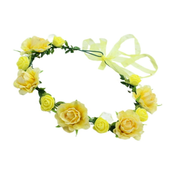 Realistic Flower Garland Headband Elegant Flower Headpiece Flower Wreath Hairband Women Wedding Party Hairhoop