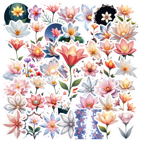 Realistic Flower Stickers Stickers, Waterproof Flower Stickers Sticker for Water Bottle Laptop Phone Cases Planner Skateboard Luggage Helmet Party Favor Decor, Ideal for Adults Teens Teacher Rewards
