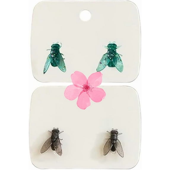 Realistic Fly Earrings, 3D Mini House Fly Stud Earrings for Men & Women, Funny Novelty Goth Accessor