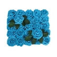 thumbnail image 1 of Realistic Foam Artificial Rose Heads Flowers with Stems & Leaves, DIY Wedding Bouquet & Home Decor, 3 inch Blooms, 8 inch Stems, Lake Blue (25 flowers), 1 of 3