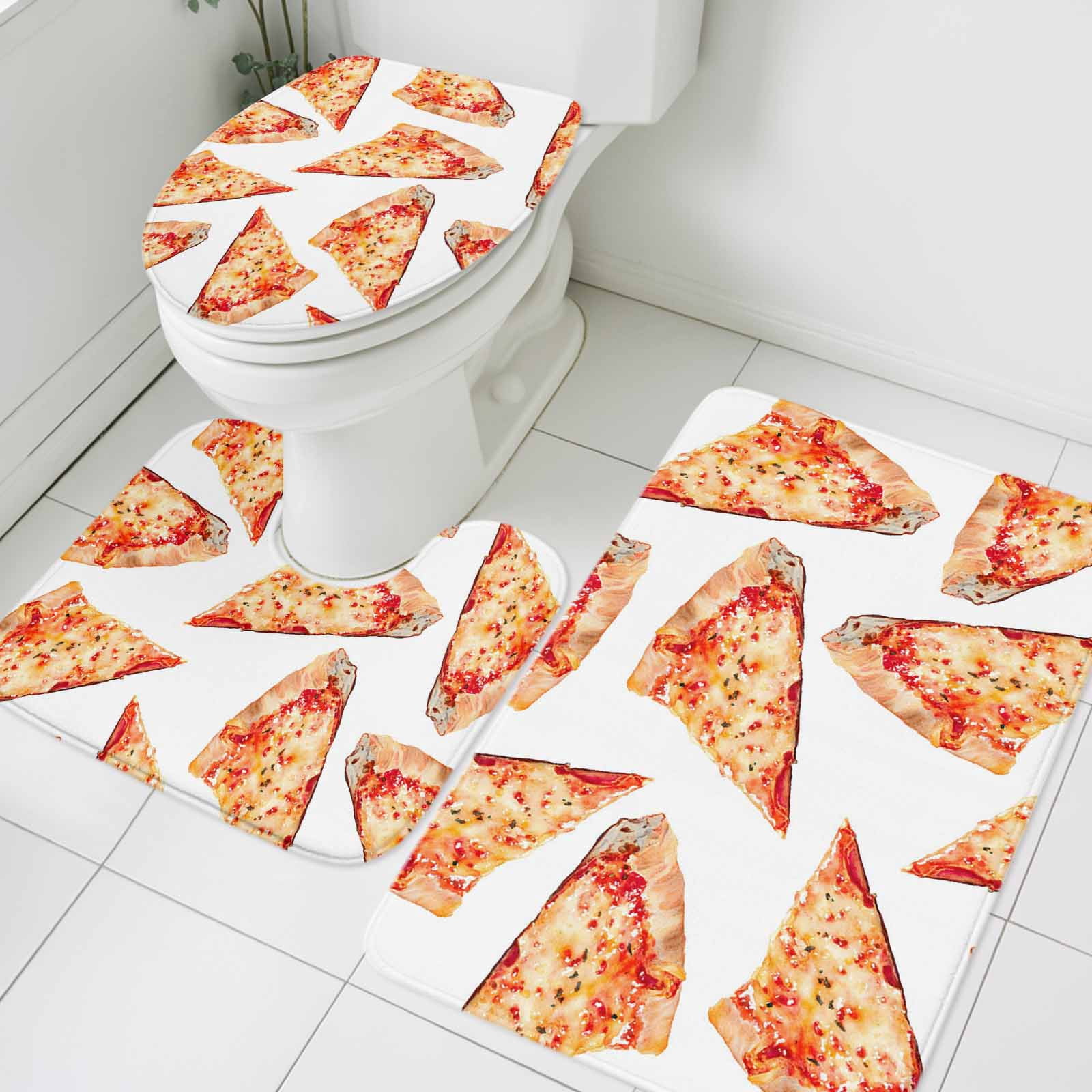 Realistic Food Bathroom Rugs Set Yummy Italy Naples Thin Crust Pizza ...