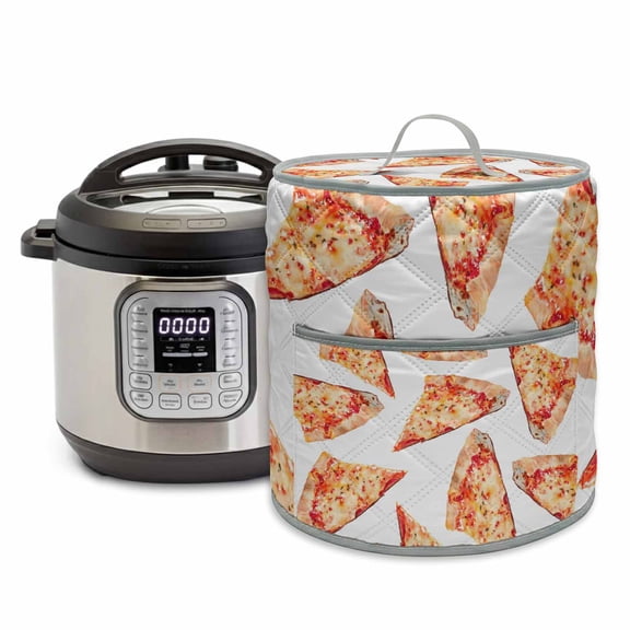 Realistic Food Rice Cooker Cover 8 Quart Yummy Italy Naples Thin Crust Pizza Pressure Cooker Cover Appliance Protector Dust Case with Pocket and Handle for Kitchen