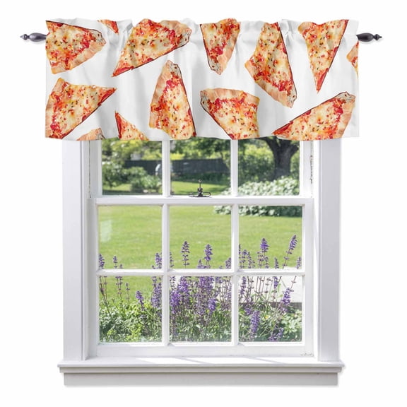 Realistic Food Valance Curtain Yummy Italy Naples Thin Crust Pizza Window Valances Rod Pocket Short Curtains Window Treatments for Kitchen Bedroom Bathroom Laundry 42" x 18"