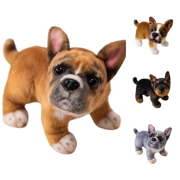 Realistic French Bulldog Plush Stuffed Toy, Soft Cute Dog Figurine for Kids, Great Christmas Gift & Home Decor