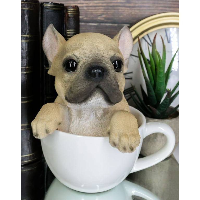 Realistic French Bulldog Teacup Statue