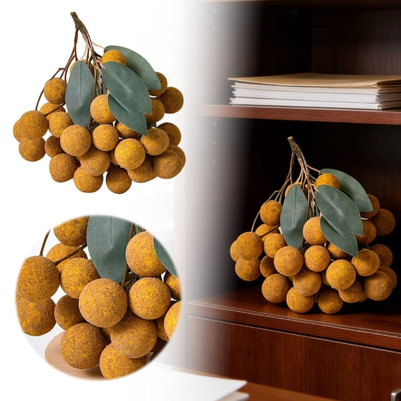Realistic Fruit Desktop Ornament Decorative Display For Home Longan Foam, 7.09 inch, Gold