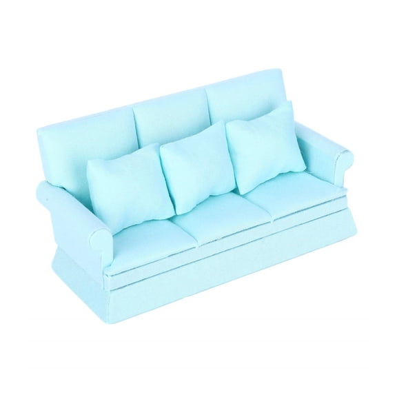 Realistic Furniture Model for Dollhouses Bedroom Three-seat Sofa Couch