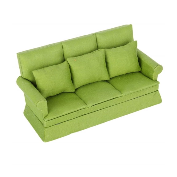 Realistic Furniture Model for Dollhouses Bedroom Three-seat Sofa Couch