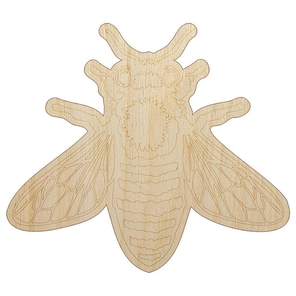 Realistic Fuzzy Honey Bee Wood Shape Unfinished Piece Cutout Craft DIY Projects - 4.70 Inch Size - 1/8 Inch Thick