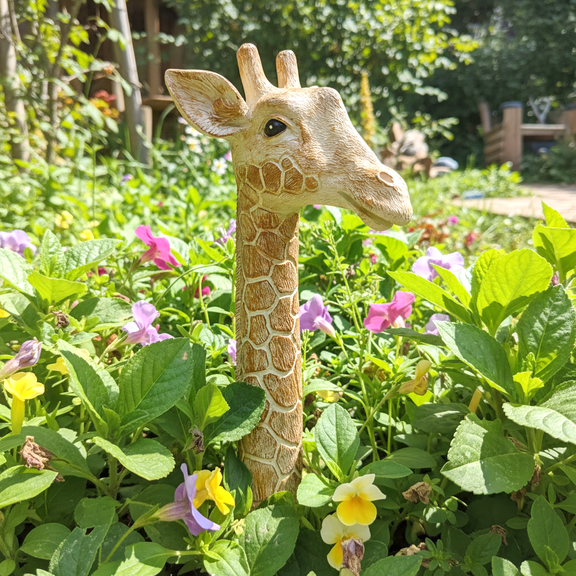 Realistic Giraffe Head Garden Stake - Textured Resin Safari Animal Sculpture, Decorative Wildlife Lawn Ornament for Flower Beds, Potted Plants & Yard Decor, Weather-Resistant Outdoor Garden Accent