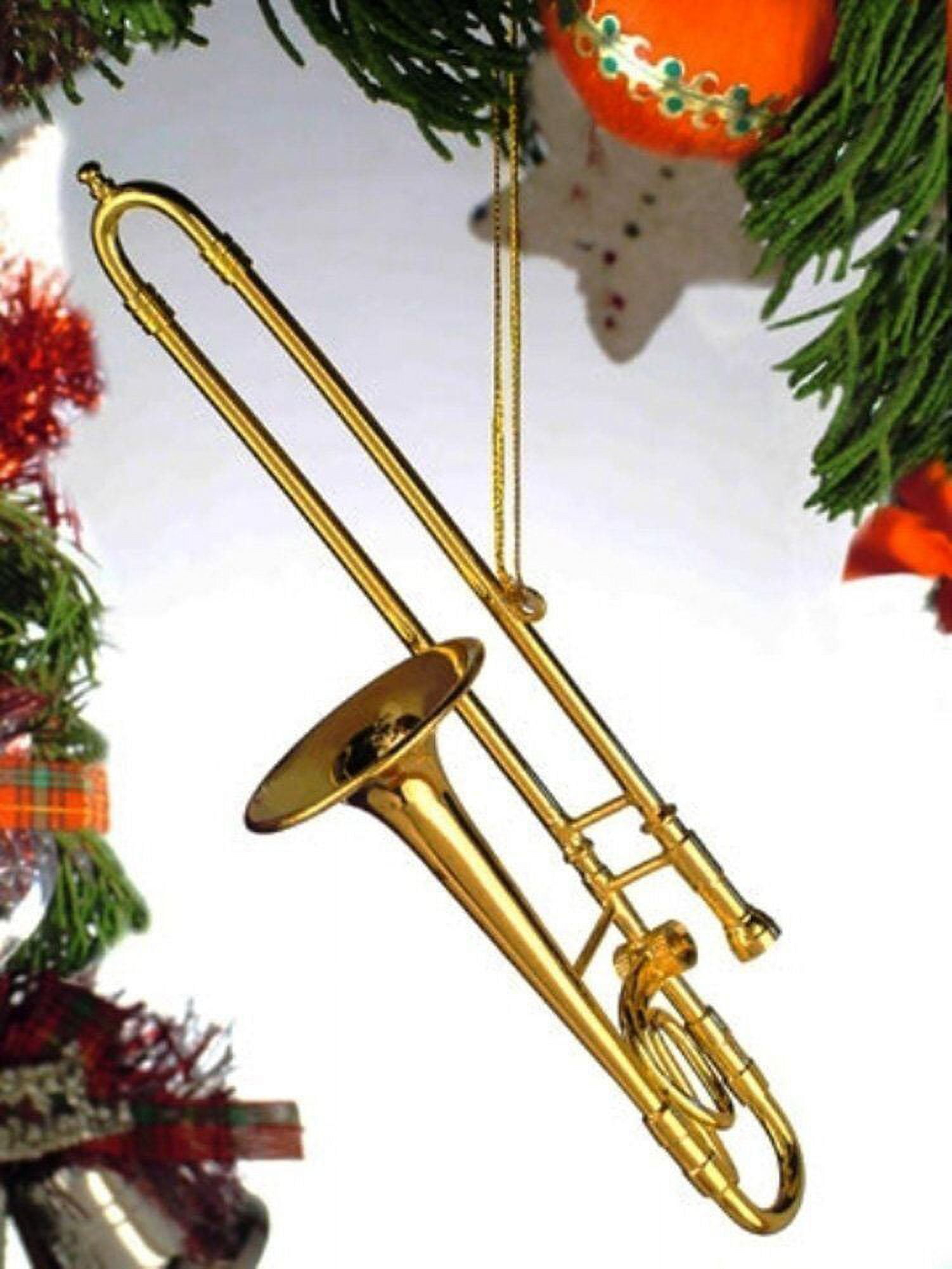 Realistic Gold TROMBONE Musical Instrument Christmas Ornament 4" Tall