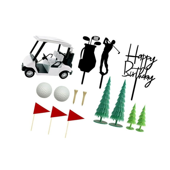 Realistic Golfing Vehicle Cake Decoration With Removable Flags For Sports Enthusiasts Incidents